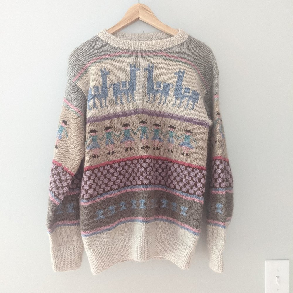 Vintage Wool Llama Sweater made in Peru